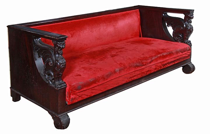Winged Griffin mahogany sofa, according to family oral 