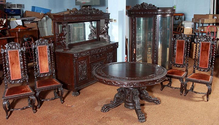 Massive "Man Of The Mountain"/ "Green Man" Dining Suite