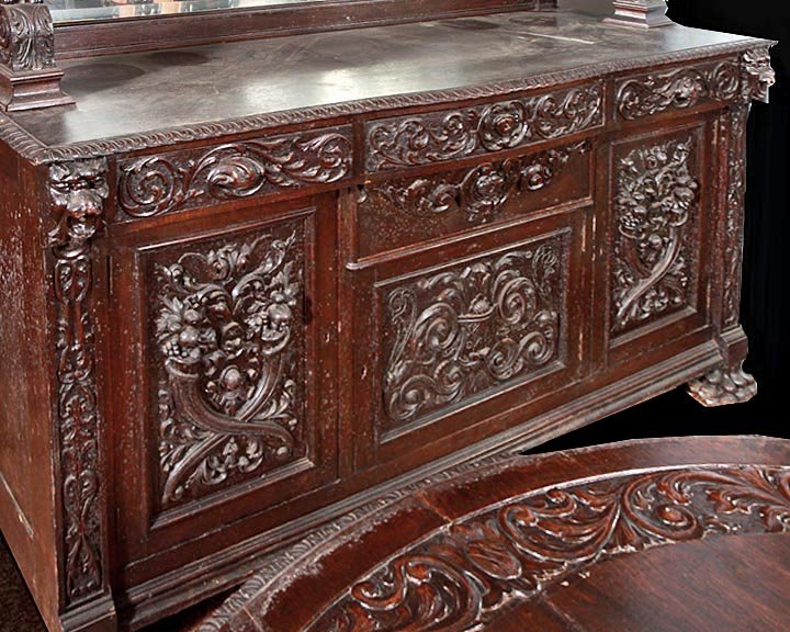 Massive "Man Of The Mountain"/ "Green Man" Dining Suite - 8