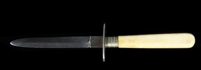 178. Ivory Boot Dagger by E. M. Dickinson, 8”: 178. Ivory Boot Dagger by E. M. Dickinson, 8”