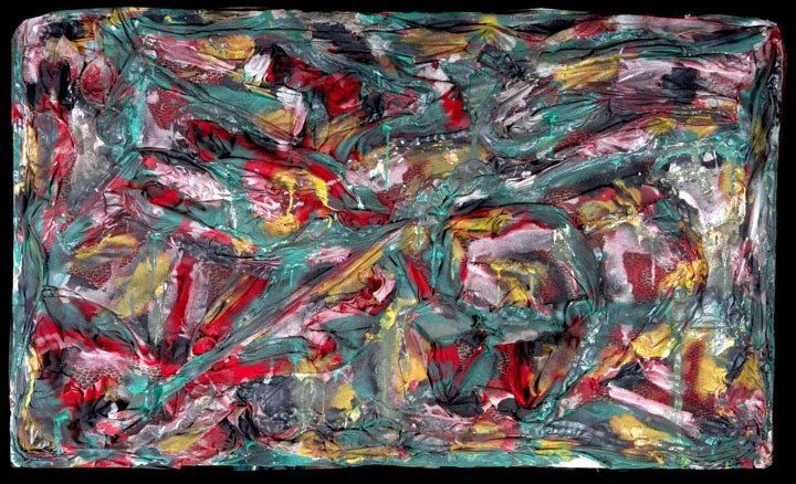 Thornton Dial Sr., "Quilting", Outsider Art: Thornton Dial, "Quilting", mixed media, fabric, playwood and house paint, 60" x 36" x 3", dated 1979, Bill Arnett to James Hager 2000. Mr. Hager made regular trips to buy art from Arnett in Atlanta. I