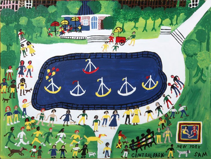 Sam McMillan, "Central Park New York", Oil on board,: Sam McMillan, "Central Park New York", Oil on board, 30" x 40" framed, signed SAM