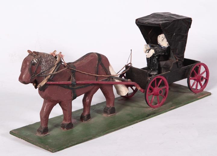 Noah Kinney, "Kentucky Folk-art,Outsider art: Noah Kinney, "Horse and Buggy", paint on wood with found materials, 7 1/2" x 19" x 3", 1980, Dr John and Anne Miller collection