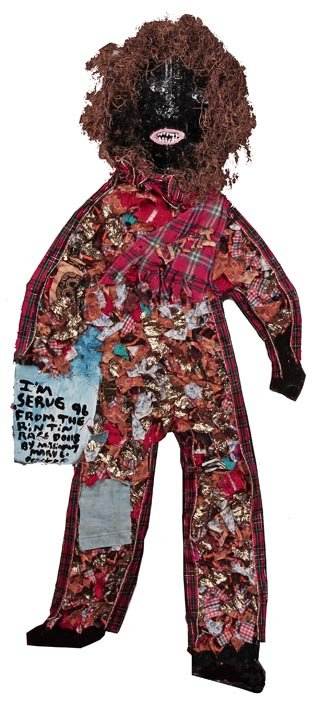 Mary Proctor, "Lizzi", collage of metal fabric and: Mary Proctor, "Lizzi", collage of metal fabric and found materials, 48" x 20 1/2", Dr John and Anne Miller collection
