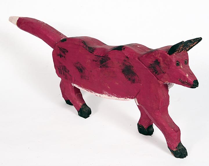 Noah Kinney, "Fox", paint on wood, 10" x 3" x 27": Noah Kinney, "Fox", paint on wood, 10" x 3" x 27"