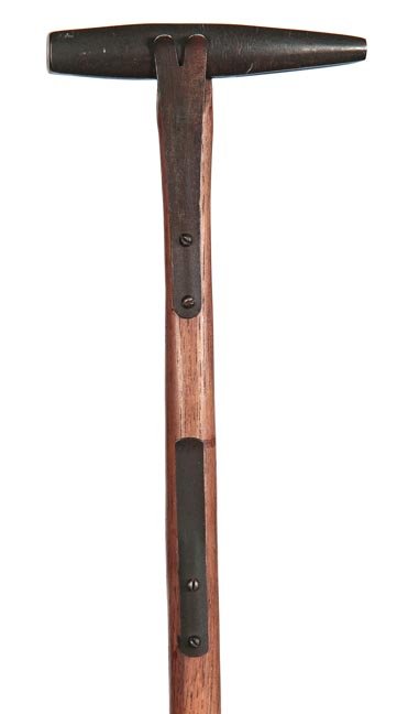 142. Circus Broadside System Cane-Ca. 1890-A system: 142. Circus Broadside System Cane-Ca. 1890-A system cane used to hammer broadsides on the side a building or a pole, built in tack remover and paper setter, hardwood oak shaft and a stopper ferrule. -