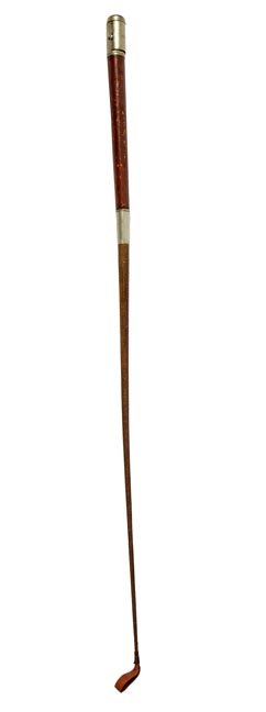 167. Vesta Match Safe Cane-Ca. 1880-A riding whip Vesta: 167. Vesta Match Safe Cane-Ca. 1880-A riding whip Vesta inscribed “The Bristol” (striker on bottom), spring loaded top handle swings out for a secret compartment which is behind the 8” secondary