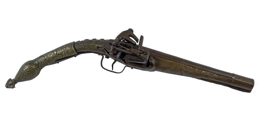 Middle Eastern Brass ?- 9" barrel, approx 60 cal, brass: Middle Eastern Brass ?- 9" barrel, approx 60 cal, brass mounted