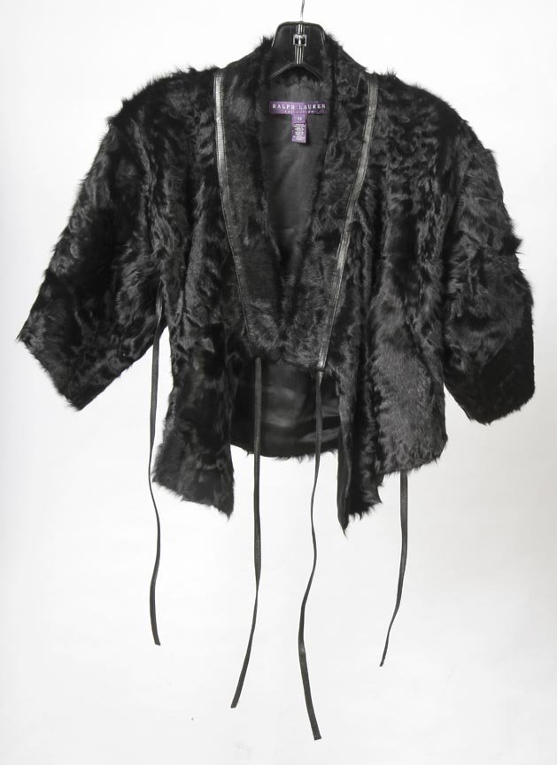 Ralph Lauren-Purple label, black lambskin fur jacket,: Ralph Lauren-Purple label, black lambskin fur jacket, size xs