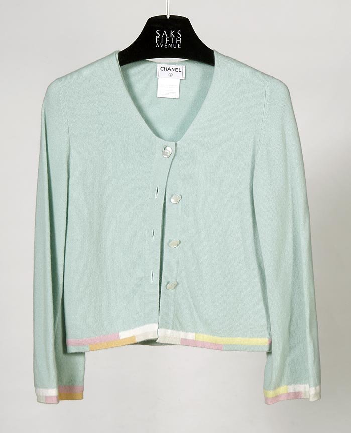 Chanel-Sea green wool sweater, size 36, B1180 99c: Chanel-Sea green wool sweater, size 36, B1180 99c