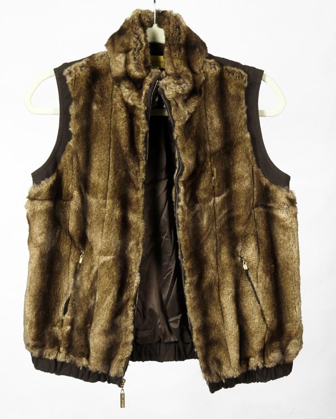 St John-Faux fur zipper vest: St John-Faux fur zipper vest