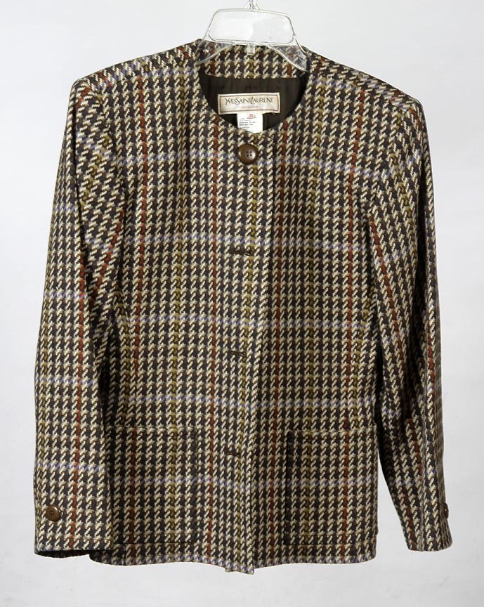 Yves St Laurent plaid wool skirt and jacket, size 4: Yves St Laurent plaid wool skirt and jacket, size 4