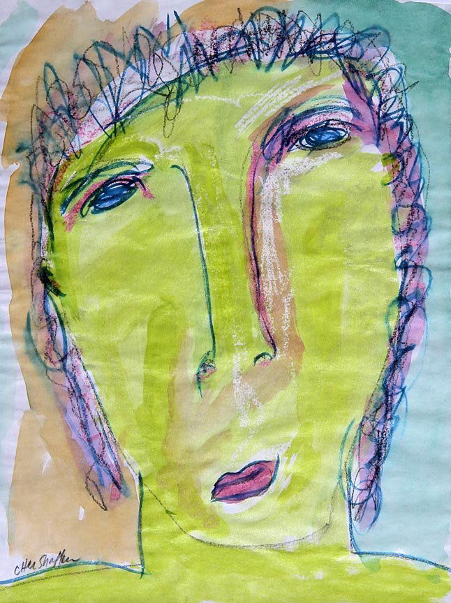 Outsider Art - Cher Shaffer-Face-, 9 x 12: Outsider Art - Cher Shaffer-Face-, 9 x 12