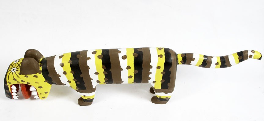 Outsider Art - Minnie and Greg Adkins-Polecat-Paint on: Outsider Art - Minnie and Greg Adkins-Polecat-Paint on carved wood, 2006, 41 x 11 x 4