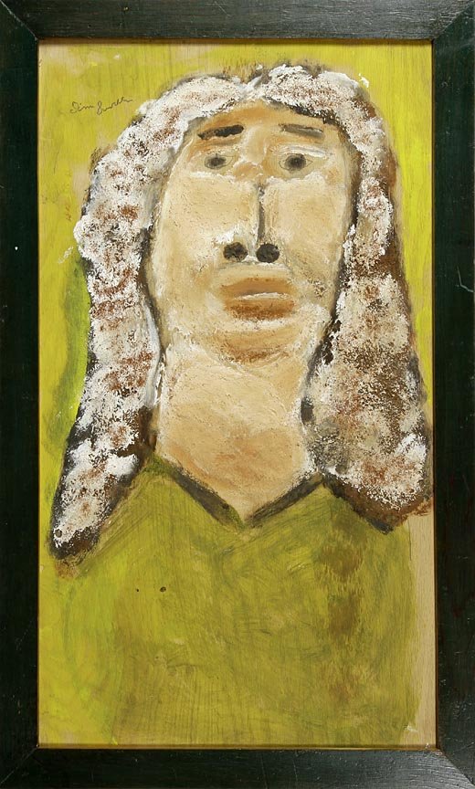 Outsider Art - Jimmy Lee Sudduth-Portrait-Mud on board,: Outsider Art - Jimmy Lee Sudduth-Portrait-Mud on board Jimmy Sudduth, 1987, 16 1/2 x 27 1/2"Kimball---I purchased the Woman painting from the Joe Tartt gallery in Washington DC in 2011. I questioned t