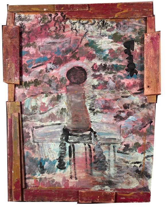 Outsider Art - Purvis Young-Untitled-Paint on wood, 36: Outsider Art - Purvis Young-Untitled-Paint on wood, 36 x 48From the estate of Jimmy Hedges