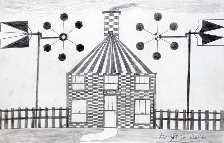 Outsider Art - Dwight Joe Bell-Untitled-Two piece lot,: Outsider Art - Dwight Joe Bell-Untitled-Two piece lot, pencil on poster, 22 x 14