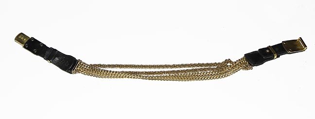 Donna Karan black leather and gold chain belt size: Donna Karan black leather and gold chain belt size small