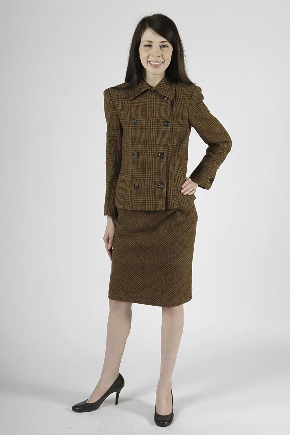 Max Mara brown wool tweed suit size 8: Max Mara brown wool tweed suit size 8