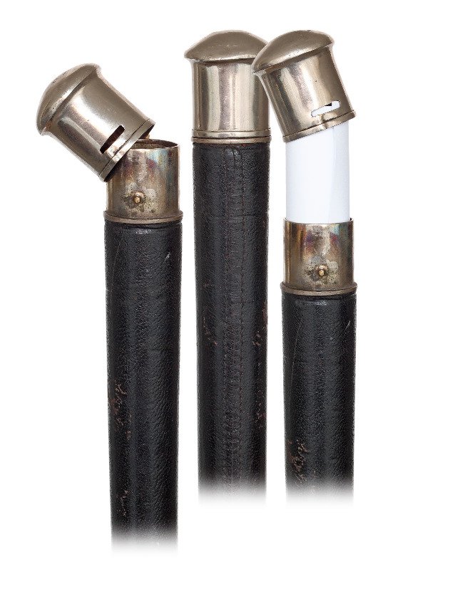  45. Container Cane-Ca. 1870-Plain white metal knob on (1 of 4)