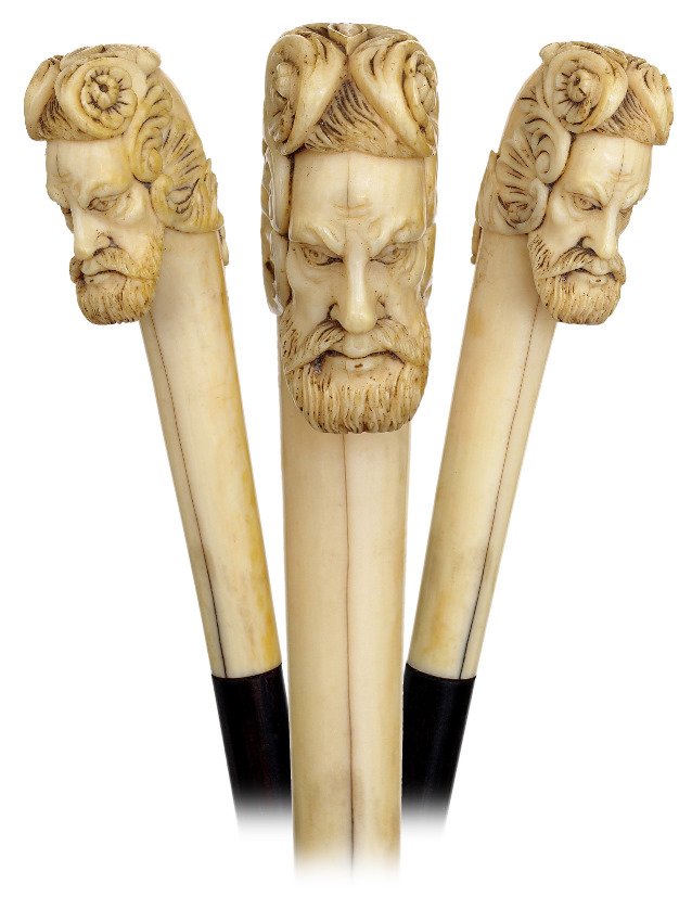  46. Ivory Figural Badine-Ca. 1860-Vertical ivory (1 of 10)