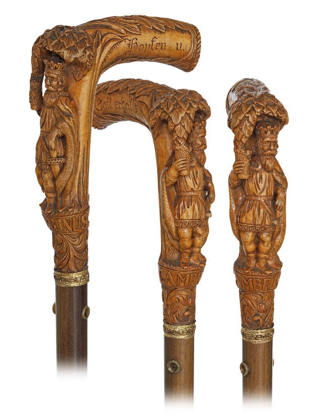  55. King Gambrinus Folk Art Cane-Ca. 1870-Large and (1 of 9)