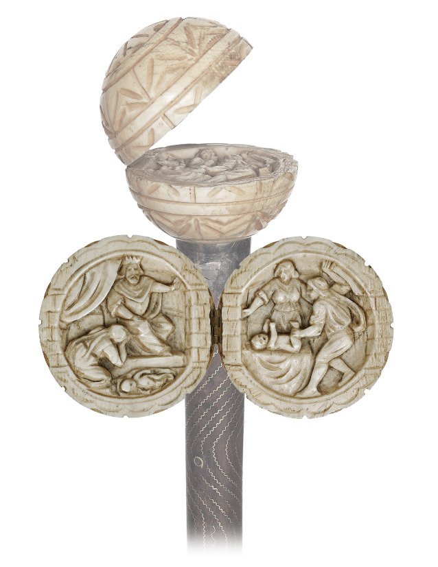  91. Ivory Biblical Cane of “The Massacre of the (1 of 10)