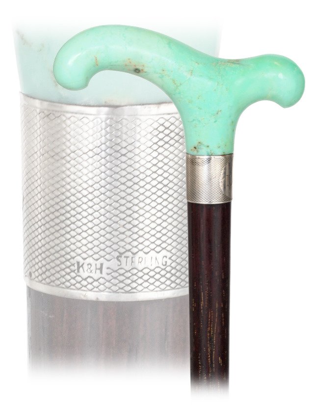  98. Hard Stone Dress Cane-Ca. 1920-Large Silesian (1 of 6)