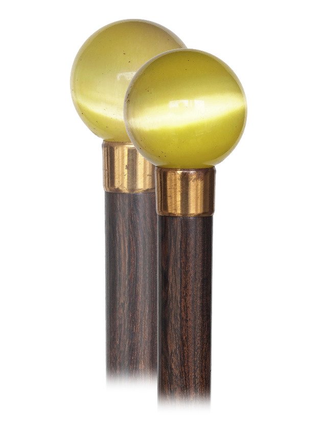  129. Hard Stone Dress Cane-Ca. 1920-Saturn stone ball (1 of 4)