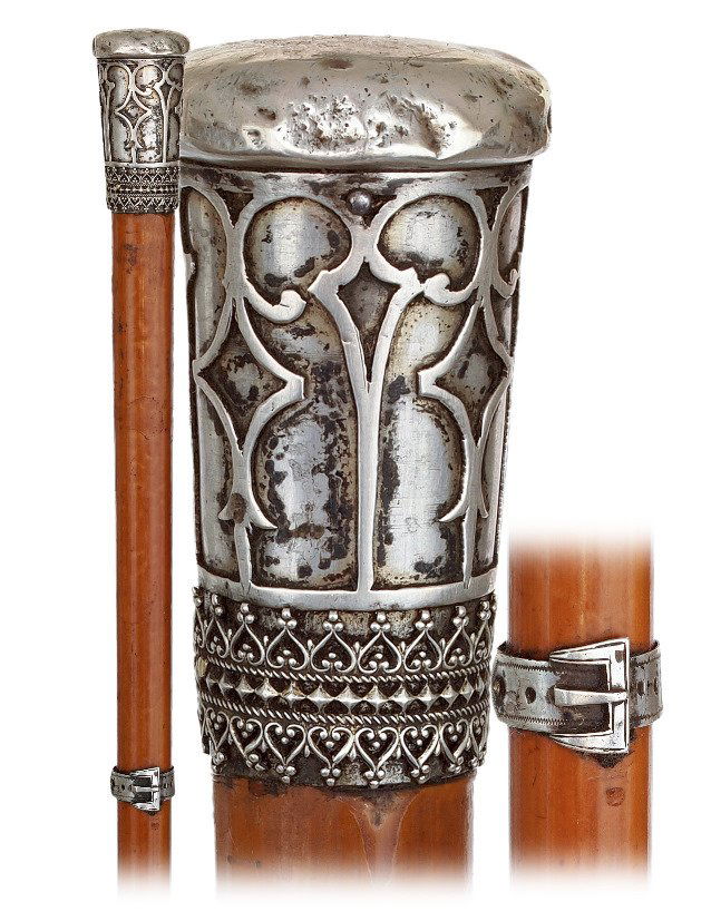  133. Silver Viennese Day Cane-Ca. 1890-Silver knob (1 of 5)