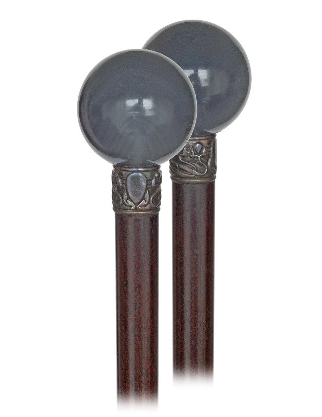  144. Hard Stone Dress Cane-Ca. 1900-A sizeable gray (1 of 4)