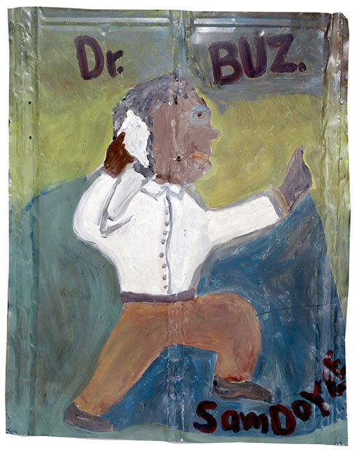 Outsider/Folk Art-Sam Doyle "Dr. Buz". Paint on tin, (1 of 2)