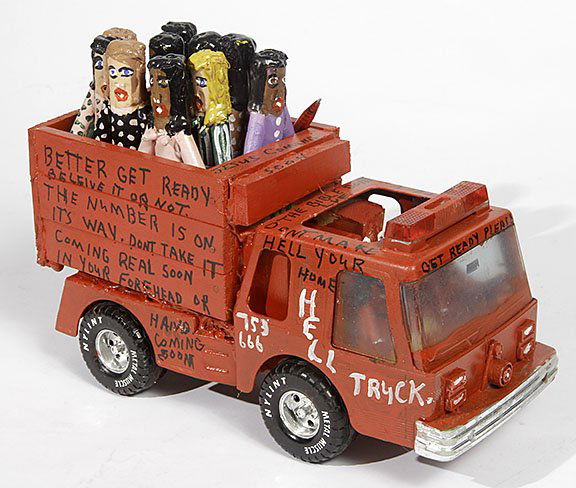 Outsider/Folk Art-Ronald Cooper "Hell Truck ". Paint on (1 of 1)