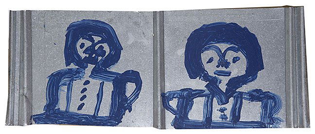 Outsider/Folk Art-Mary T. Smith "Blue Faces". Paint on (1 of 1)