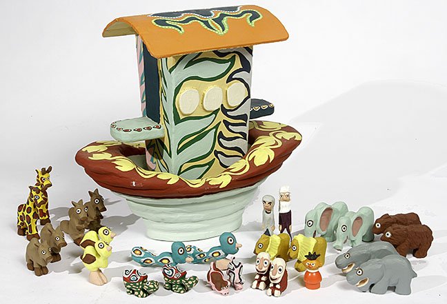 Outsider/Folk Art- David James "Noah's Ark". Paint on (1 of 1)