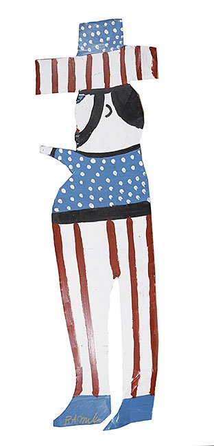 Outsider/Folk Art-R.A. Miller "Uncle Sam". Paint on tin (1 of 1)
