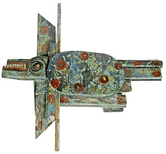 Outsider/Folk Art-Cher Shaffer "Junkyard Dog". Paint on (1 of 1)