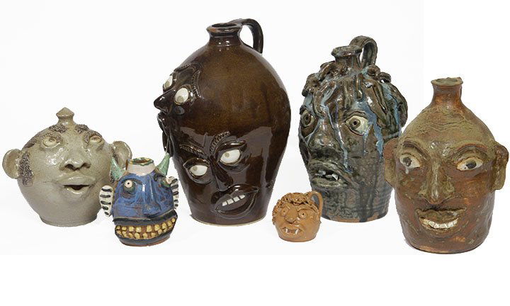Outsider/Folk Art- Six piece pottery lot including B.J. (1 of 1)