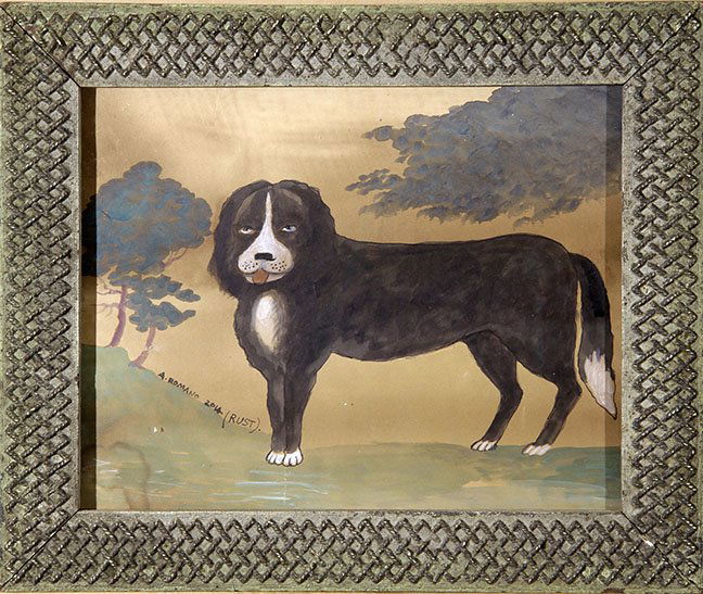 Outsider/Folk Art-Antonio Romano "Dog Rust". Watercolor (1 of 1)