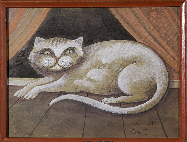 Outsider/Folk Art-Antonio Romano "Our Cat Smart". (1 of 1)