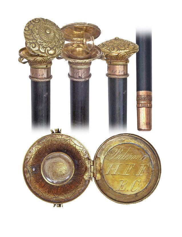 9. Early Gold Locket Cane-Dated 1830-Small 18 karat (1 of 8)