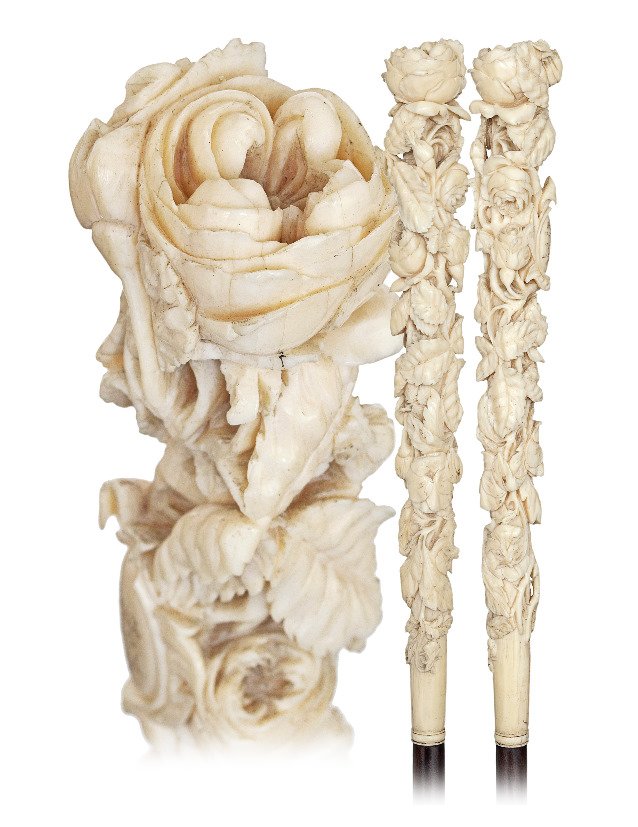 51. Ivory Dieppe Cane-Ca. 1870-19th Century-Long ivory (1 of 9)