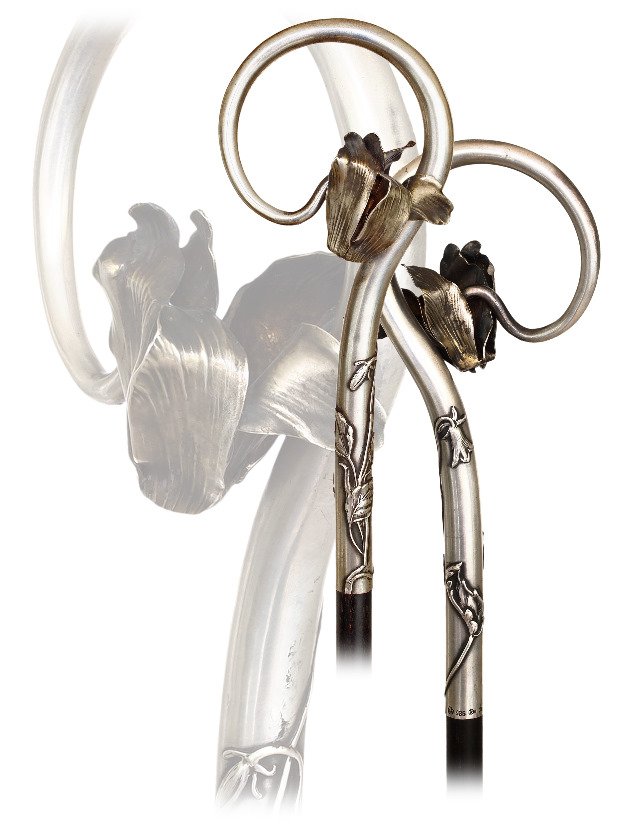 52. Silver Art Nouveau Dress Cane-Ca. 1910-Long silver (1 of 9)