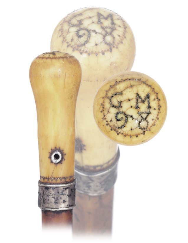 57. Ivory Piqué Cane-Queen Ann Period, (16)98-Ivory (1 of 9)