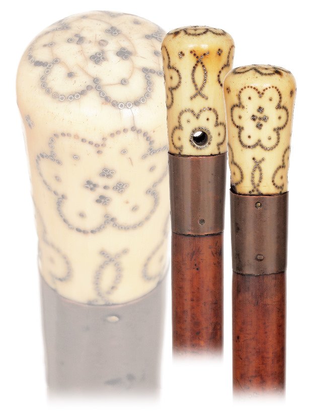 59. Ivory Piqué Cane-Queen Ann Period, Ca. 1700-Ivory (1 of 10)