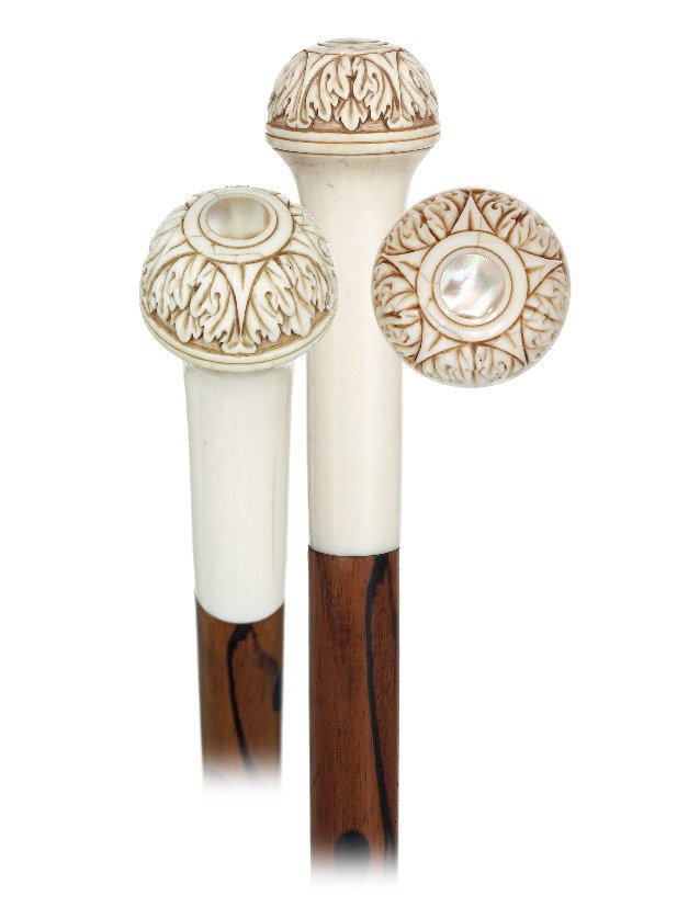 121. Ebony and Ivory Dress Cane-Ca. 1870-Longer and (1 of 8)