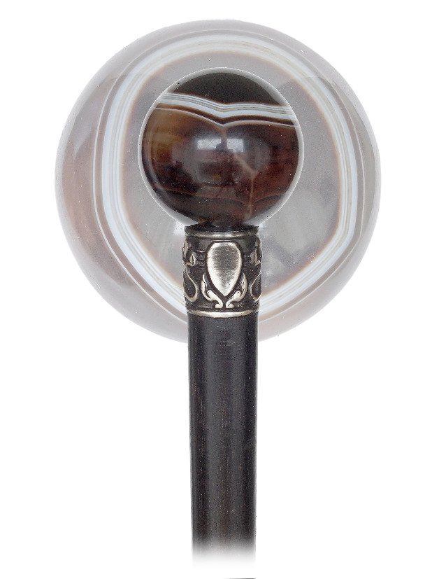 124. Hard Stone Dress Cane-Ca. 1920-Sardonyx ball knob (1 of 5)