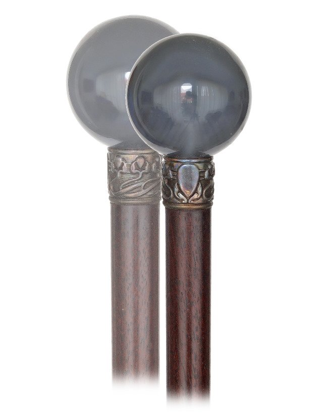 156. Hard Stone Dress Cane-Ca. 1910-Sizeable grey agate (1 of 4)