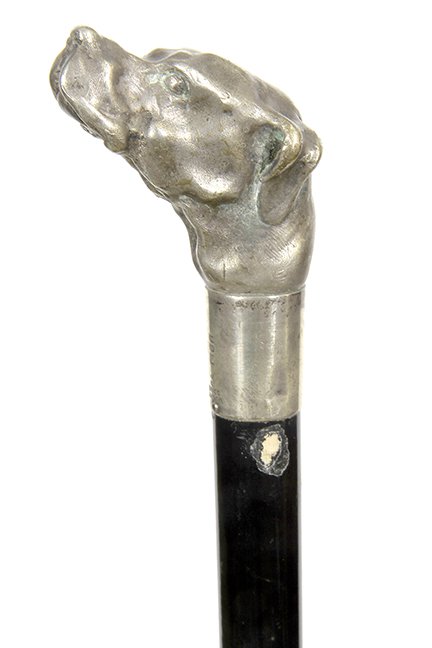 226. Brigg Silver Dog Cane- Ca. 1925- A heavy cast (1 of 1)