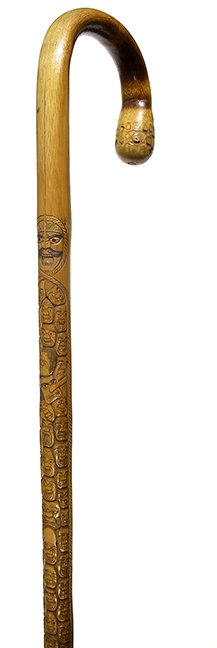 237. Asian Mask Cane- Ca. 1925- A split bamboo one (1 of 1)